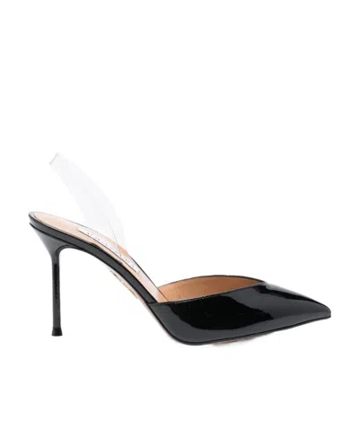 AQUAZZURA AQUAZZURA V PLEXI POINTED-TOE SLINGBACK PUMPS