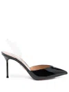 Aquazzura Black Slingback Décolleté With Plexiglass Detail In Patent Leather In Black