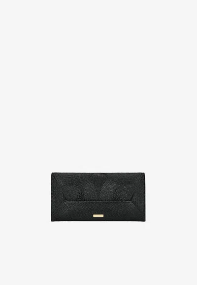 Aquazzura Vacanza Clutch Mirror-effect Leather In Black
