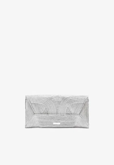 Aquazzura Vacanza Patterned Clutch Bag In Silver