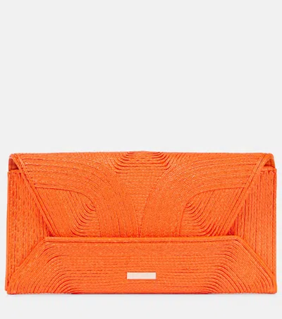 Aquazzura Vacanza Raffia Clutch In Orange