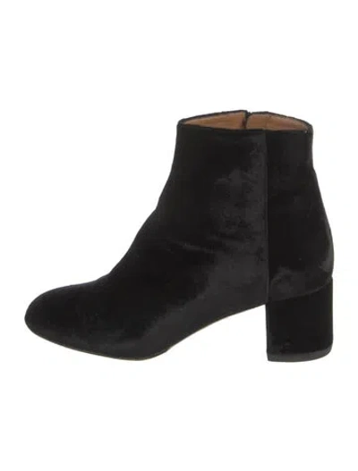 Pre-owned Aquazzura Velvet Boots In Black