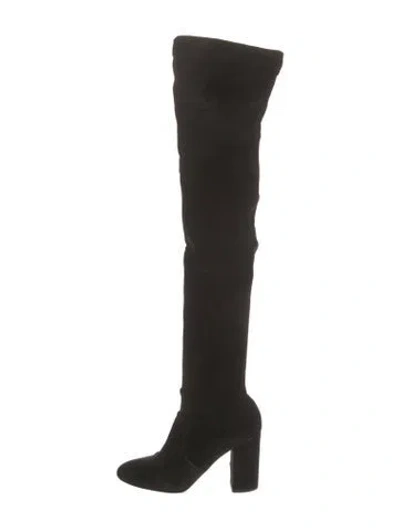 Pre-owned Aquazzura Velvet Boots In Black