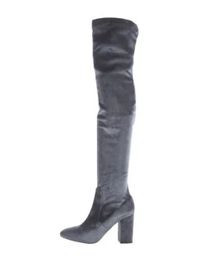 Pre-owned Aquazzura Velvet Boots In Blue