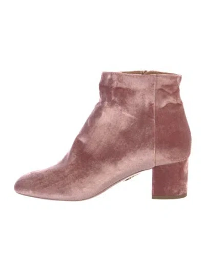 Pre-owned Aquazzura Velvet Boots In Pink