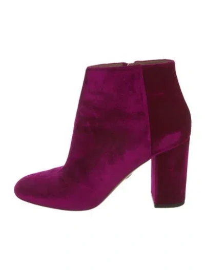 Pre-owned Aquazzura Velvet Boots In Purple