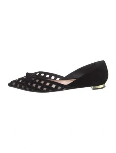 Pre-owned Aquazzura Velvet Colorblock Pattern D'orsay Flats In Black