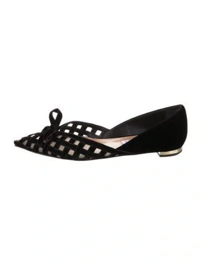 Pre-owned Aquazzura Velvet D'orsay Flats In Black