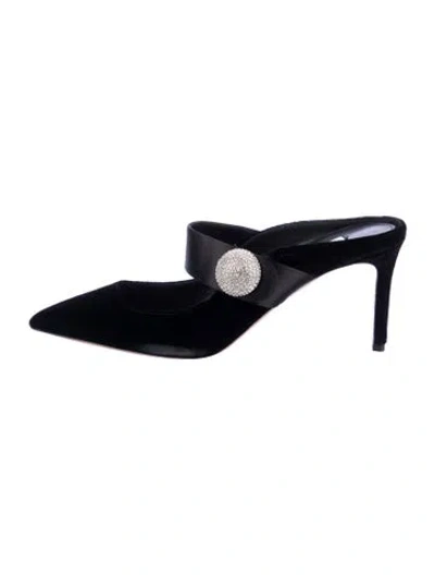 Pre-owned Aquazzura Velvet Mules In Black