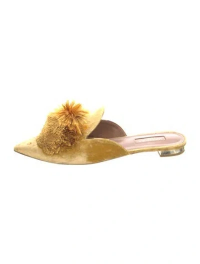 Pre-owned Aquazzura Velvet Mules In Yellow