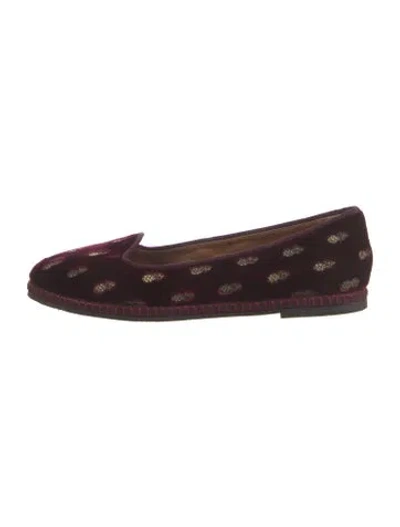 Pre-owned Aquazzura Velvet Paisley Print Ballet Flats In Black