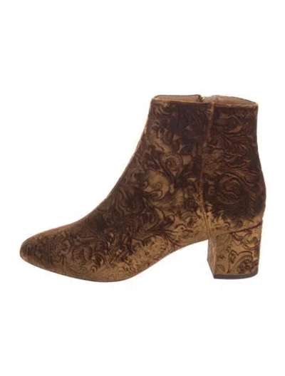 Pre-owned Aquazzura Velvet Patterned Boots In Brown