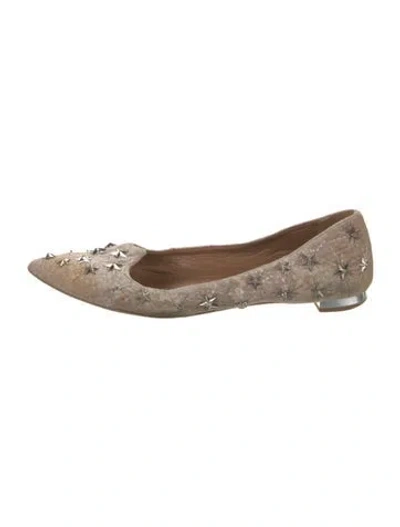 Pre-owned Aquazzura Velvet Printed Ballet Flats In Neutral