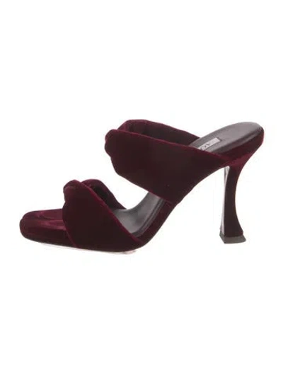 Pre-owned Aquazzura Velvet Slides In Burgundy