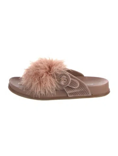 Pre-owned Aquazzura Velvet Slides In Pink