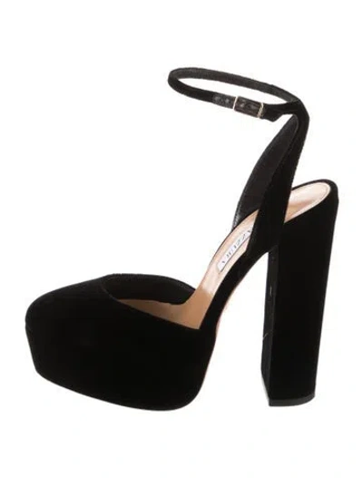 Pre-owned Aquazzura Velvet Slingback Pumps In Black
