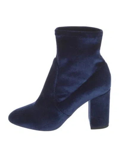 Pre-owned Aquazzura Velvet Sock Boots In Blue