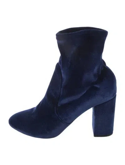 Pre-owned Aquazzura Velvet Sock Boots In Blue