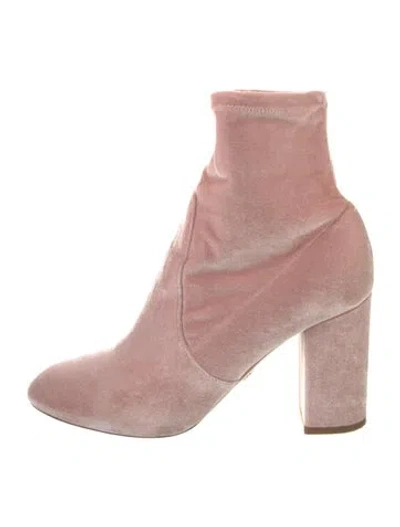 Pre-owned Aquazzura Velvet Sock Boots In Pink