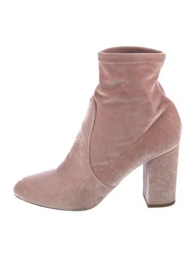 Pre-owned Aquazzura Velvet Sock Boots In Pink