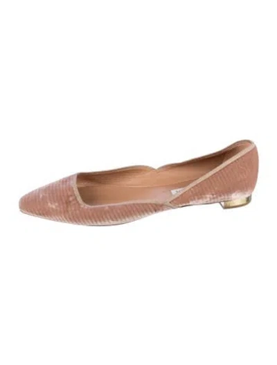 Pre-owned Aquazzura Velvet Striped Ballet Flats In Neutral