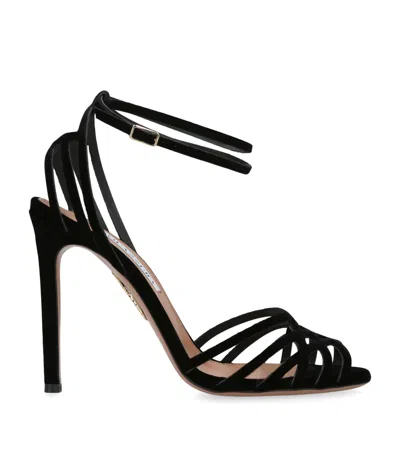 Aquazzura Wild Dream 105 Black Velvet Sandals In Multi