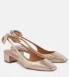 Aquazzura Very Bow 35 Metallic Leather Slingback Pumps In Metallic