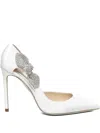 Aquazzura Very Bow Crystal-embellished Pointed-toe Pumps In White