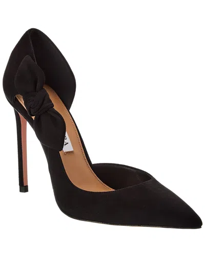 AQUAZZURA VERY BOW TIE 105 SUEDE PUMP