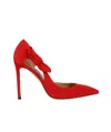 Aquazzura Very Bow Tie 105 Suede Point-toe Pumps In Red