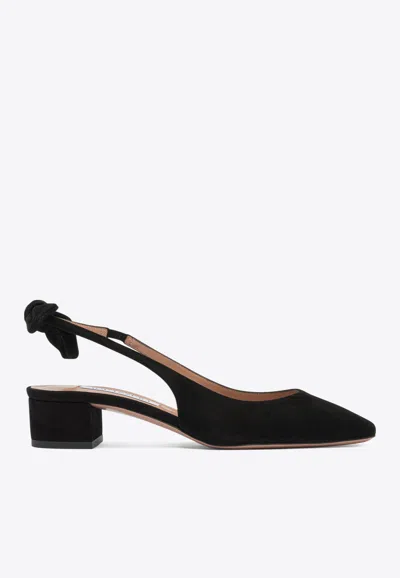 Aquazzura Very Bow Tie 35 Slingback Pumps In Black