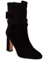 Aquazzura Very Bow Tie 85 Suede Ankle Boots In Black