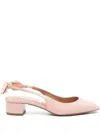 Aquazzura Leather Knotted Slingback Ballerina Pumps In Pink