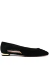 Aquazzura Very Bow Tie Suede Ballet Flats In 黑色