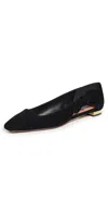 Aquazzura Very Bow Tie Suede Ballet Flats In Black