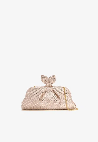 Aquazzura Very Bow Tie Crystal Clutch