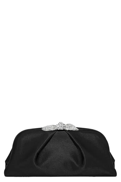 Aquazzura Very Bow Tie Crystal Minaudier In Black