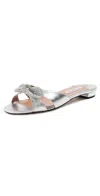 Aquazzura Very Bow Tie Crystal Slides Silver