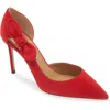 Aquazzura Bow Detail Suede Pointed Toe Pumps In Red