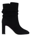 Aquazzura Very Bow Tie 85 Suede Ankle Boots In Black
