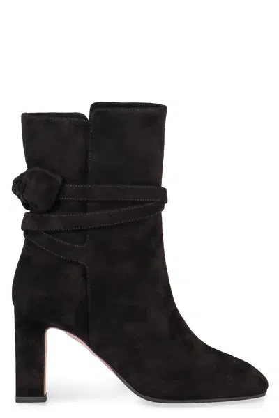 AQUAZZURA AQUAZZURA VERY BOW TIE SUEDE ANKLE BOOTS