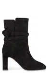 Aquazzura Very Bow Tie 85 Suede Ankle Boots In Black