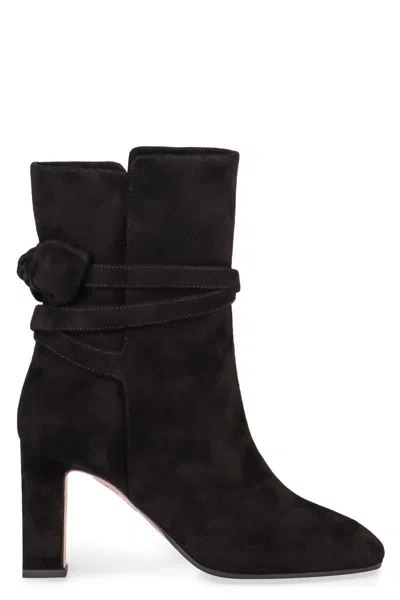 AQUAZZURA AQUAZZURA VERY BOW TIE SUEDE ANKLE BOOTS