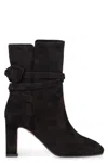 Aquazzura Very Bow Tie 85 Suede Ankle Boots In Black