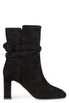 Aquazzura Very Bow Tie 85 Suede Ankle Boots In Black