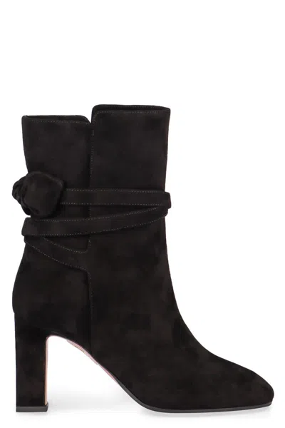 AQUAZZURA AQUAZZURA VERY BOW TIE SUEDE ANKLE BOOTS