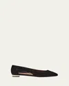 Aquazzura Very Bow Tie Suede Ballet Flats In Black