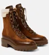 Aquazzura Very Cortina Shearling Booties Ecru/chestnut In Brown