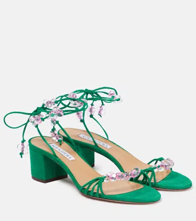 Aquazzura Sandalen Very Maui 50 Aus Veloursleder In Malachite