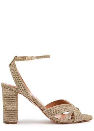 Aquazzura Very Sundance 85 Glittered Sandals In Gold